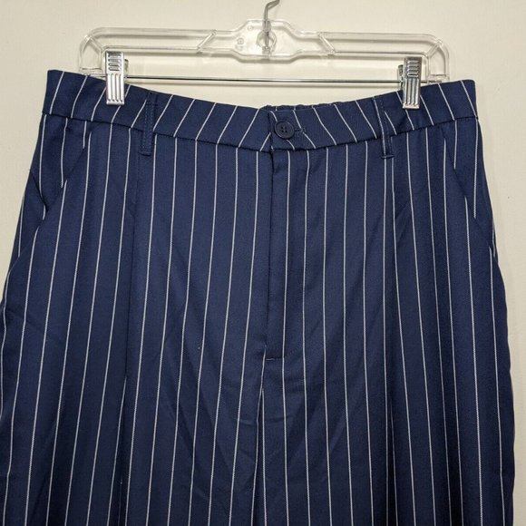 H&M Divided Striped Pattern Navy & White Pants Pull On Womens Size 12 - Picture 2 of 6